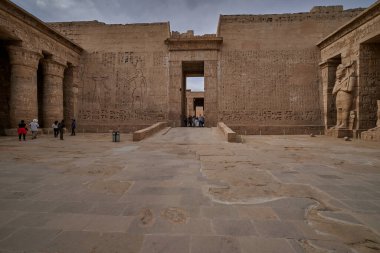 Mortuary Temple of Ramesses III at Medinet Habu in Luxor, Egypt showing Columns in the First Courtyard