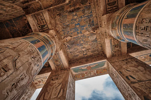 Mortuary Temple Ramesses Iii Medinet Habu Luxor Egypt Showing Ceiling — Φωτογραφία Αρχείου