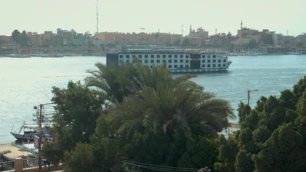 Luxor Egypt Denní Světlo Zooming Záběr Západního Břehu Zobrazující Řeku — Stock video