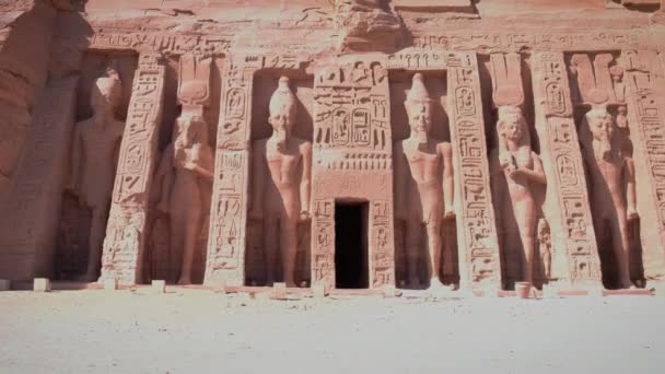Templo Hathor Nefertari Abu Simbel Aswan Egito Tiro Luz Dia — Vídeo de Stock