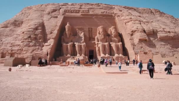 Αμπού Σιμπέλ Ναοί Στο Αμπού Σιμπέλ Ασουάν Αίγυπτος Εξωτερικό Φως — Αρχείο Βίντεο