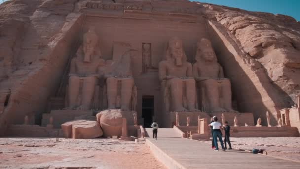 Kuil Abu Simbel Abu Simbel Aswan Mesir Gambar Matahari Luar — Stok Video
