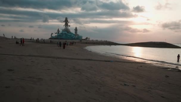 Pantai Jerman Německá Pláž Kuta Bali Indonésie Západ Slunce Záběr — Stock video
