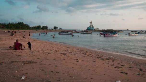Pantai Jerman Plaża Niemiecka Kuta Bali Zdjęcia Zachodu Słońca Indonezji — Wideo stockowe