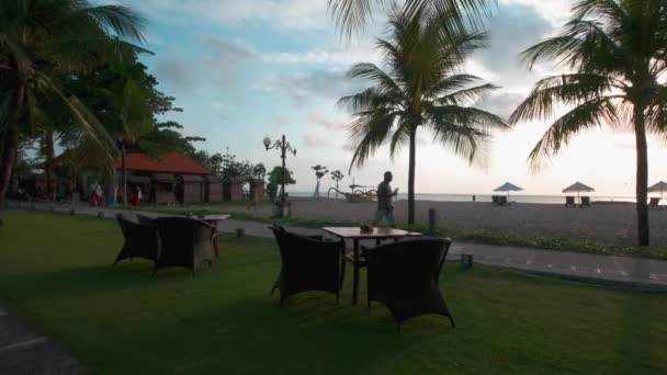 Pantai Jerman Pantai Jerman Kuta Bali Indonesia Sunset Shot Menampilkan — Stok Video