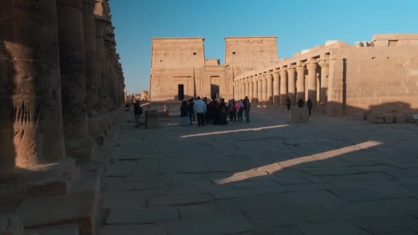 Philae Tempel Komplex Baserade Tempel Komplex Reservoaren Aswan Low Dam — Stockvideo