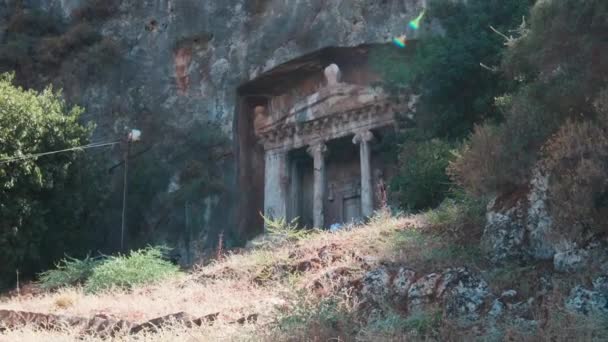 フェティエ トルコ 2023 アミンタスの墓 フェティエ トゥーム 古代テルメッソス リシアの古代のテルメッソス アケメニド帝国のスマトラピーでした — ストック動画