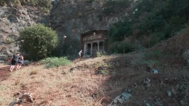 Fethiye Mula Törökország Szeptember 2023 Amyntas Sírja Fethiye Tomb Egy — Stock videók