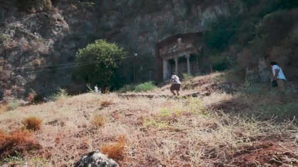 Гробница Аминты Гробница Фетхие Фетхие Мула Турция Является Древней Ликийской — стоковое видео