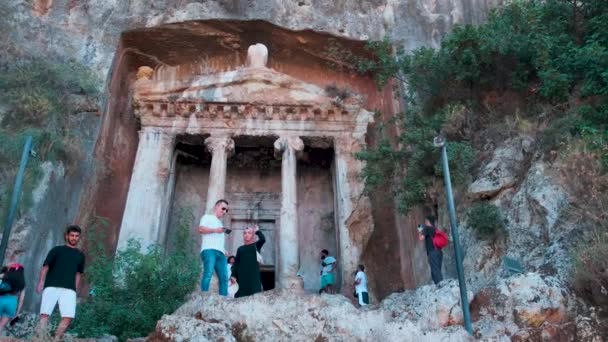 Tomb Amyntas Fethiye Tomb Fethiye Mula Turkey Ancient Lycian Rock — Stock Video
