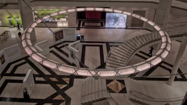 Museum Islamic Art Doha Qatar Interior Shot Showing Unique Architecture — Stock Video