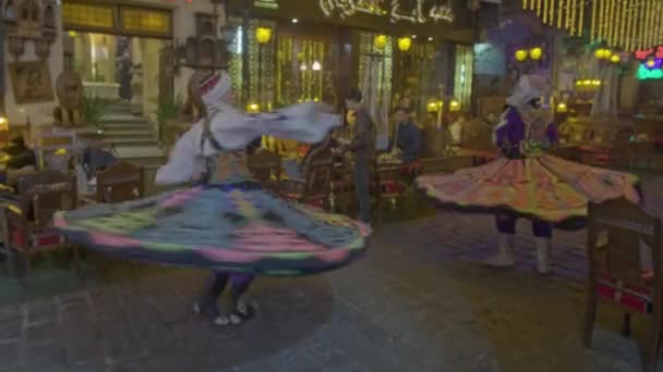 Egypts Folkloric Tanoura Dancer Performing Live Muizz Street Cairo Egypt — Stock Video