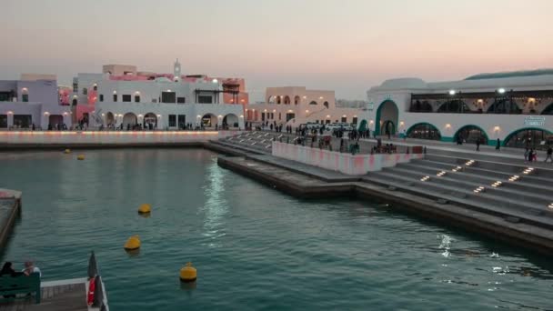 Katar Doha Kentindeki Eski Doha Limanı Mina Bölgesi Öğleden Sonra — Stok video