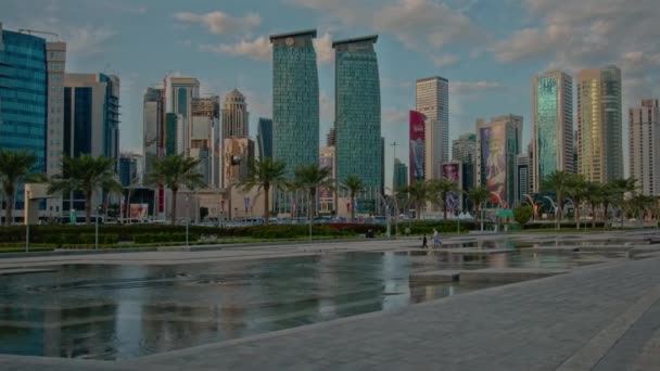 Панорама Дохи Районі Західної Бухти Доха Катар Після Обіду Знятий — стокове відео