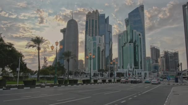 Doha Qatar Febrero 2024 Doha Skyline Área Bahía Oeste Toma — Vídeos de Stock
