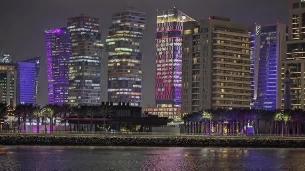 Lusail Skyline Lusail City Katar Nachtsicht Von Lusail Winter Wonderland — Stockvideo