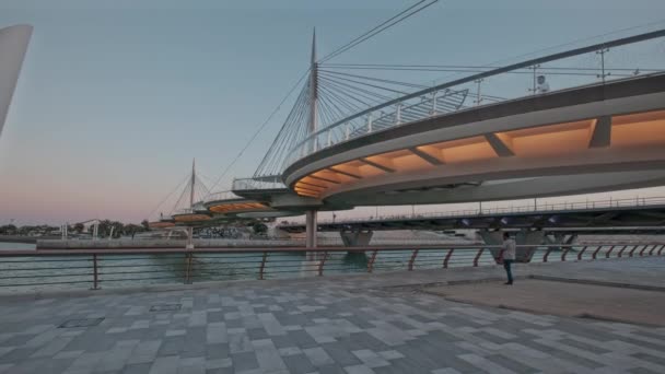 Los Puentes Peatonales Lusail Puente Cristal Lusail Lusail Qatar Puente — Vídeo de stock