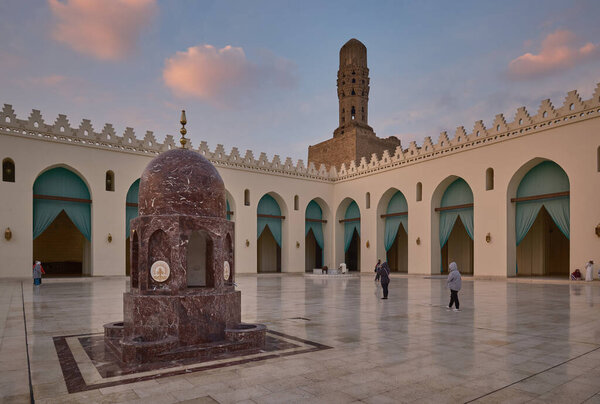 Cairo, Egypt- December 30 2023: The al-Hakim Mosque, nicknamed al-Anwar, is a historic mosque in Cairo, Egypt. It is named after Al-Hakim bi-Amr Allah, the sixth Fatimid caliph and 16th Ismaili Imam. 