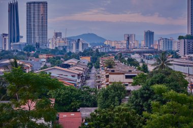 Kuala Lumpur, Malezya Ufuk çizgisi Saloma Link köprüsünden Klang Nehri 'ne .
