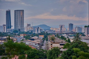 Kuala Lumpur, Malezya Ufuk çizgisi Saloma Link köprüsünden Klang Nehri 'ne .