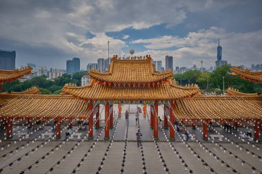 Thean Hou Temple in Kuala Lumpur, Malaysia is a six-tiered temple of Chinese sea goddess Mazu located on 1.67 acres of land atop Robson Heights clipart