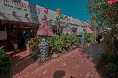 San Diego, Kaliforniya 'da eski bir şehir. Restoranları ve yürüyen insanları gösteriyor.