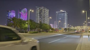 Lusail şehri, Katar-20 Mart 2025: Kutsal ay veya Ramazan aylarında Al Maha Adası 'ndan Lusail silueti