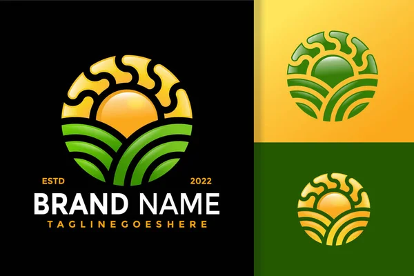 Diseño Logo Green Sun Vector Logos Identidad Marca Logotipo Moderno — Archivo Imágenes Vectoriales