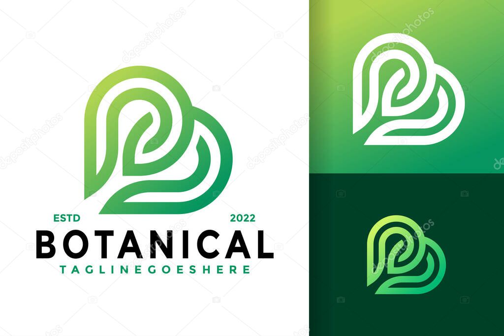 B Letter Botanical Logo Design, brand identity logos vector, modern logo, Logo Designs Vector Illustration Template