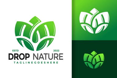 Nature Drop Lotus Yağ Logosu Tasarımı, marka kimlik logosu vektörü, modern logo, Logo Tasarımları Vektör İllüstrasyon Şablonu