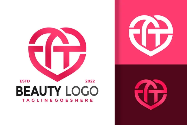 Una Lettera Amore Cuore Moderno Logo Disegno Vettoriale Illustrazione Modello — Vettoriale Stock