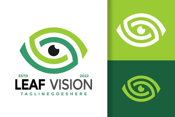 Eye Leaf Vision Logo Design Vector Illustration Template — Stock Vector