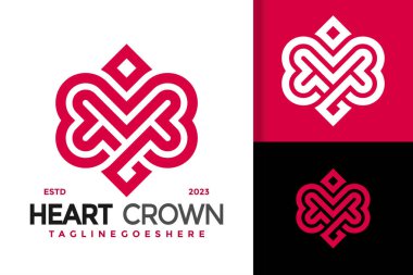 M Heart Crown logo vektör simgesi illüstrasyonu