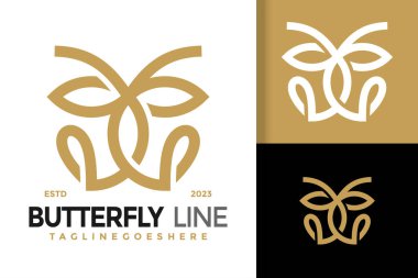 Kelebek çizgisi logo vektör simgesi illüstrasyonu