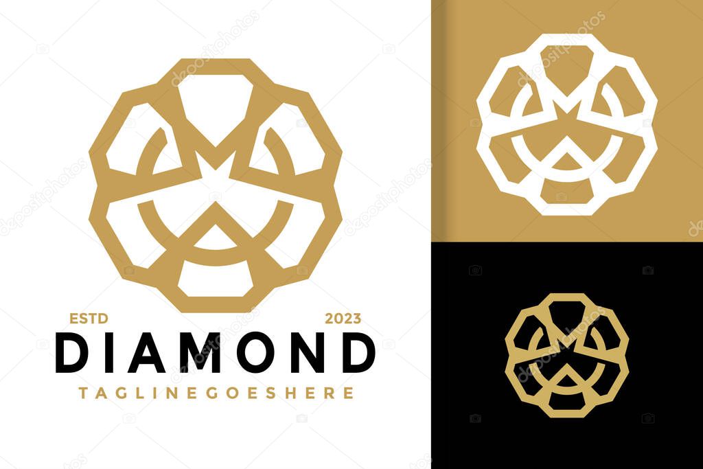 Letter M Diamond Stone Logo vector icon illustration
