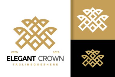 M harfi Zarif Crown Logo vektör simgesi çizimi