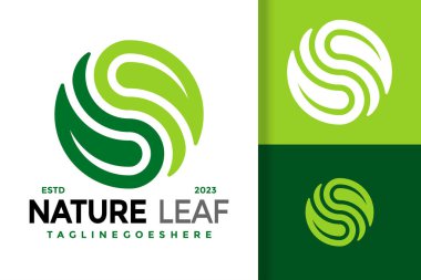 S Harfi Nature Leaf Logo vektör simgesi çizimi