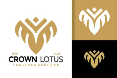 Beauty Crown Lotus Modern Logo vektör ikonu çizimi