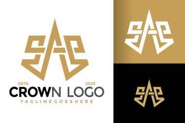 Crown logo tasarım vektör simgesi çizimi