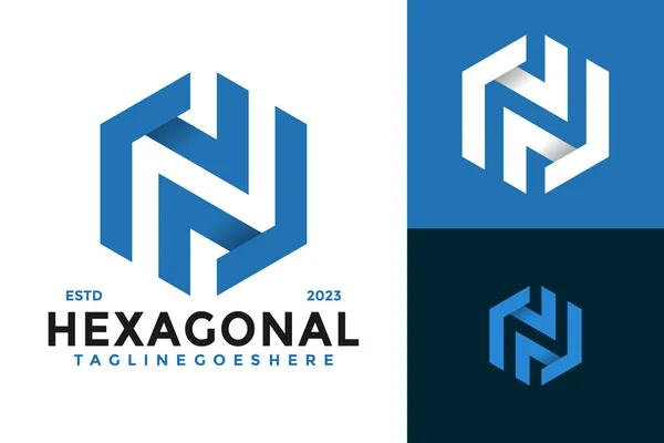 N harfi altıgen logo tasarım vektör simgesi illüstrasyonu