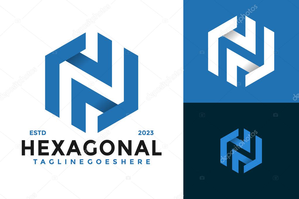 Letter N hexagon logo design vector symbol icon illustration