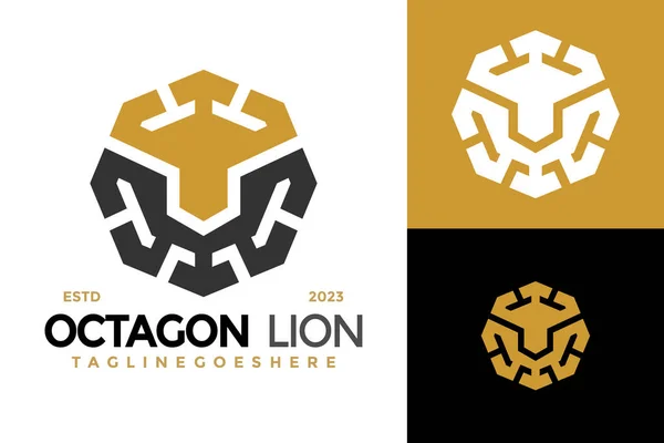 Octágono León Poder Logotipo Diseño Vector Símbolo Icono Ilustración Vectores De Stock Sin Royalties Gratis