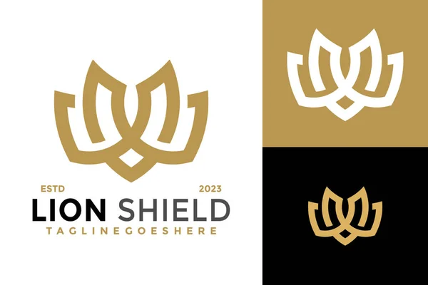 Letra Lion Shield Logo Diseño Vector Símbolo Icono Ilustración Vector De Stock