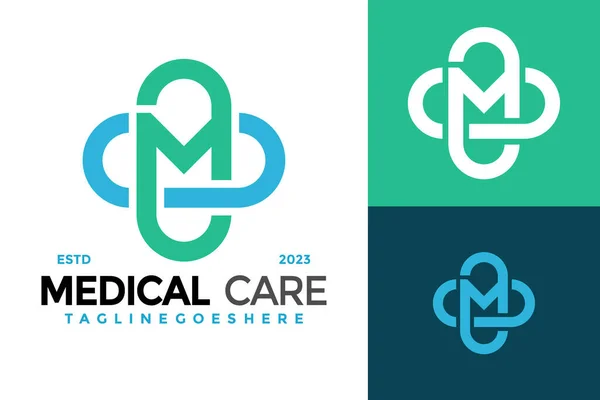 Letra Cuidado Médico Salud Logotipo Diseño Vector Símbolo Icono Ilustración Gráficos Vectoriales