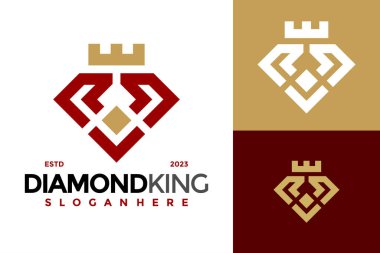 Diamond King Logo tasarım vektör simgesi illüstrasyonu