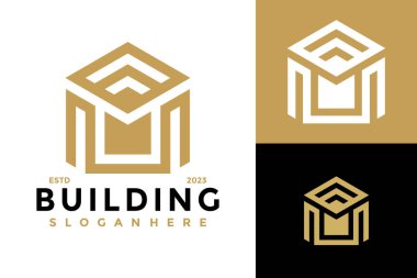 M harfi House BuildingLogo tasarım vektör simgesi resimleme