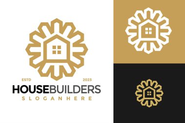 House Builders Logo tasarım vektör simgesi illüstrasyonu