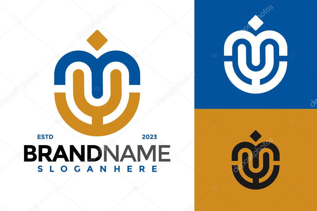 Letter Mu or Um Monogram Company Logo design vector symbol icon illustration