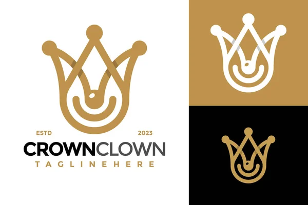 Smile Crown Clown Logo Diseño Vector Símbolo Icono Ilustración Gráficos Vectoriales
