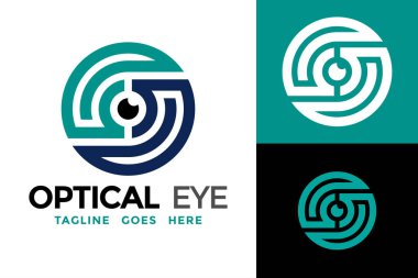 Optik Göz Logosu tasarım vektör simgesi illüstrasyonu